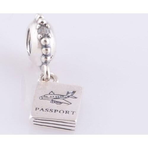 Authentic S925 Sterling Silver Screw Passport Dangle Charm Bead, DIY Jewelry Fits Pandora Bracelet Necklace DIY Making LW255