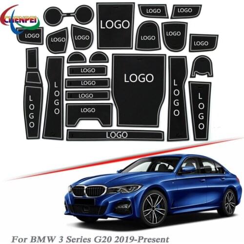 Brand LOGO Car Styling For BMW 3 Series G20 2019-Present Latex Gate slot pad Interior Door Groove Mat Non-slip dust Mat