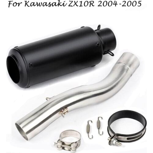 For Kawasaki Ninja ZX-10R ZX10R 2004 2005 Motorcycle Exhaust Muffler Vent Pipe Black Middle Connect Link Pipe Slip On