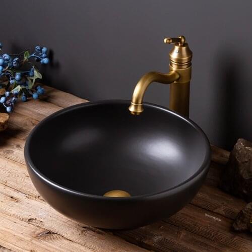 Europe Vintage Style Ceramic Art Basin Sink Counter Top Wash Basin Bathroom Sinks vanities hand painted wash basins black