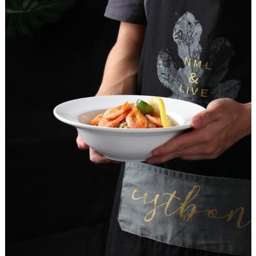 Ceramic Pasta Straw Hat Plate European Soup Plate Straw Hat Bowl Retro Steak Plate Western Dinner Plate White Straw Hat Plate