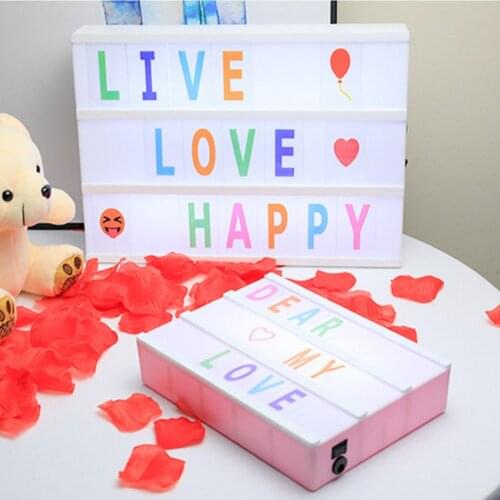 LED Combination Night Light A6 A5 A4 Size DIY Light Box Decoration Lamp Letter Symbol Card Cinema Lightbox USB Battery Powered