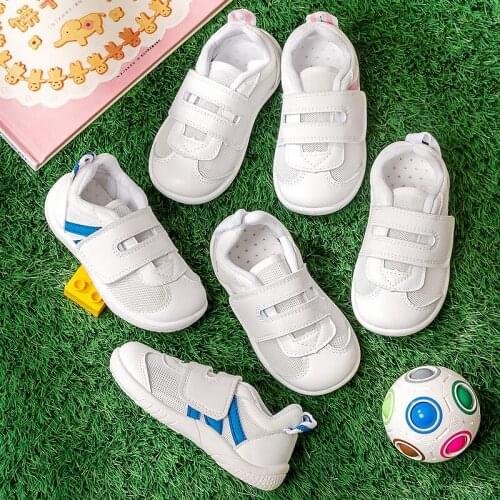 2021 Autumn NEW Children Shoes Boys And Girls Velcro Sneakers Non-slip Soft White Kids Breathable Flat Shoes For Kindergarten
