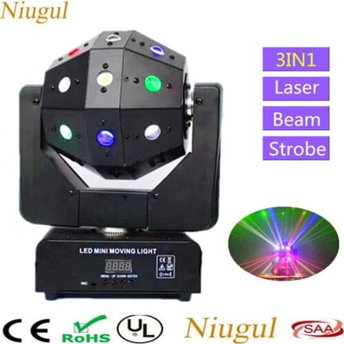 Laser/Beam/Strobe 3IN1 16X3W LED Moving Head Light/USA Luminums 120W Professional LED Stage Effect Lights For DJ Bar Disco Shows