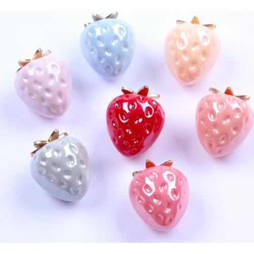 Fashion Spring Style Strewberry Mix Color Big Hole Loose Beads Fit For Hair Decoration Accessories 10 pieces y15746