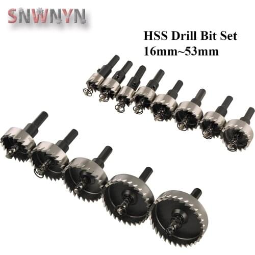 13pcs/set 16-53mm HSS Drill Bit Set Holesaw Hole Saw Cutter Drilling Kit Hand Tool for Wood Stainless Steel Metal Alloy Cutting