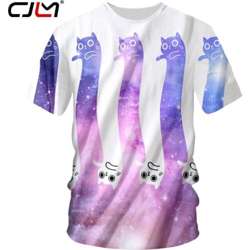 CJLM 2018 New Galaxy Space 3D T Shirt Lovely Kitten Cats T-shirts Male Hip Hop Street Wear Funny Tee Short Sleeve Summer Shirts