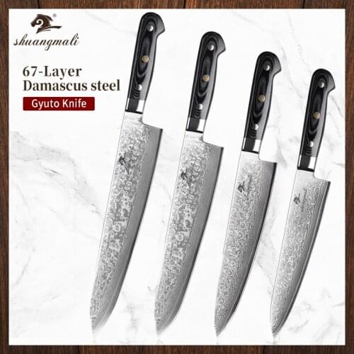 4 Size Cleaver Meat Gyuto Knife VG10 67 Layer Damascus Steel Kitchen Butcher Knives Slicing Food Vegetable Gyuto Chef Knives