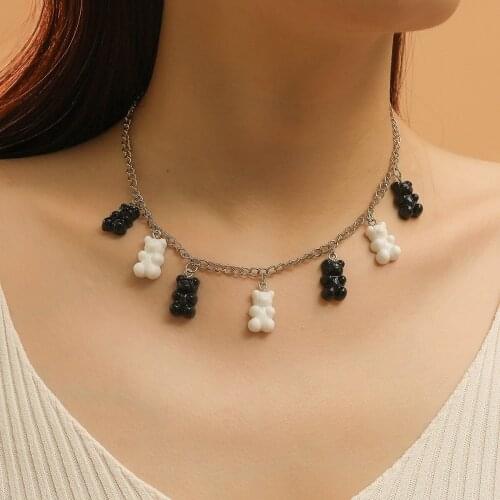 Origin Summer Black White Candy Color Gummy Bear Chokers Necklace for Women Creative Party Gift Fashion Jewelry Accessories 2021