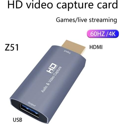 Video Capture Card HDMI-Compatible to USB 4K/60HZ Audio Video Grabber Record Box for PS5 Laptop Camera