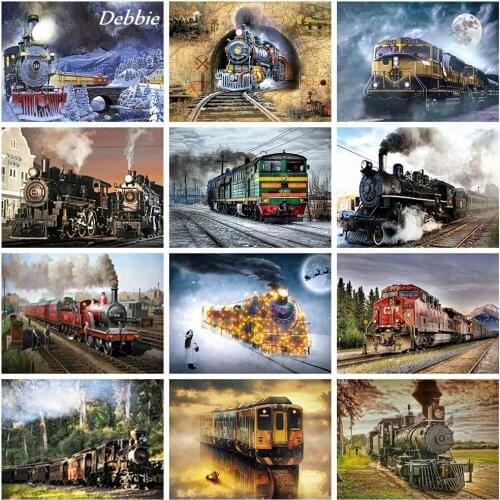 Full Square/Round Diamond Painting Train Landscape Diamond Embroidery Cross Stitch Rhinestone Mosaic Art Home Decor