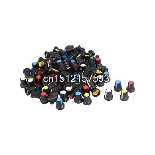 Knurled Shaft 6mm Dia Potentiometer Volume Control Knob Cap 100 Pcs