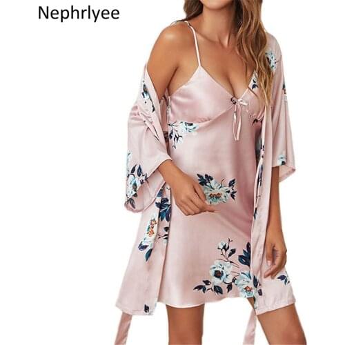Sexy Women Bath Robe Sleepwear Nightgowns Robe dress set Female Bathrobe Woman Pajamas nightwear