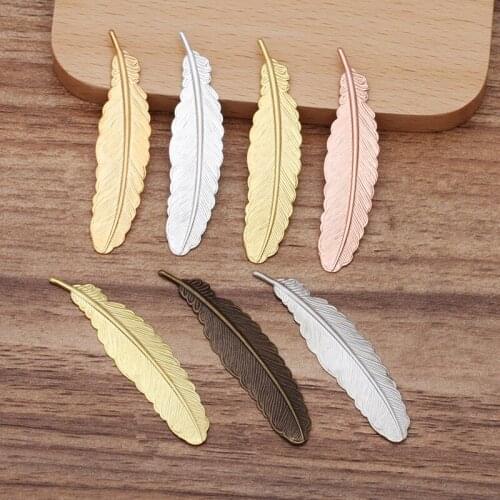 50 PCS 52*12mm Metal Filigree Feather Brass Connectors Charms DIY Accessories For Jewelry Making