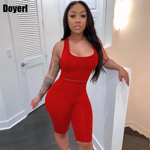 Sport Fitness Two Piece Set Women Shorts Summer Clothes for Women Crop Top Biker Shorts Set Women 2 Piece Tracksuit Outfit Set