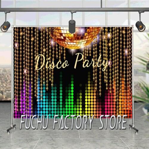 Crazy Music Disco TIME TO BOOGIE Happy Background Girl Birthday Party Decoration Photography Studio 3D Digital Backdrop Cloth