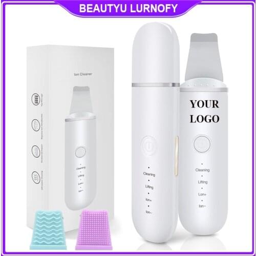 Ultrasonic Skin Scrubber Vibrate Ion Deep Face Clean Machine Facial Spatula Skin Scraper Ultrasound Peeling Facial Pore Cleaner