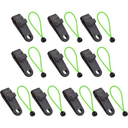 10Pcs Camping Tent Clip with Tied Rope Locking Clamp Tarp Clips Set Tent Accessories for Outdoors Camping Garden Tarps