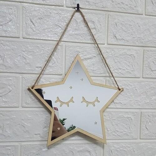 Mirror Sticker Nordic Wood Acrylic Mirror Cartoon Wall Camera Props Kids Room Wall Decoration Kids Room Wallpaper Cute Decor