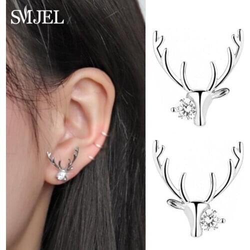 SMJEL Bijoux Crystal Xmas Fashion Christmas Deer Earrings Ear Studs Women Jewelry Best Gifts New Year Orecchini