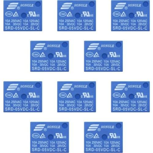 10pcs DC 5V 12V SONGLE Power Relay SRD-05VDC-SL-C PCB Type SRD-12VDC-SL-C PCB Type