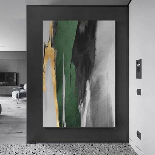100 Handmade Abstract Oil Painting Wall Art Green Black Style Picture Minimalist Modern On Canvas Decorative For Living No Frame