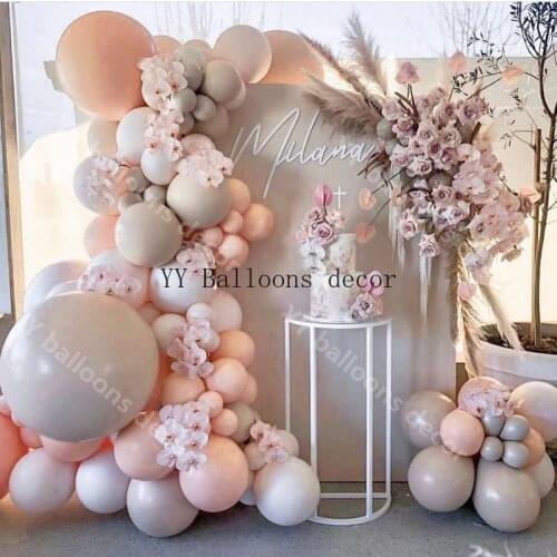 105pcs Balloon Arch Garland Kit Macaron Peach Grey Pastel Balloons Party Decor Birthday Wedding Baby Shower Party Supplies