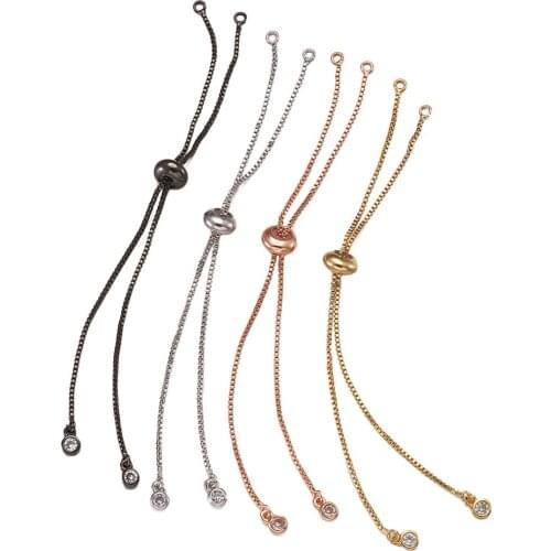 20pcs Rack Plating Environmental Brass Chain Bracelet Makings with Rhinestone Long-Lasting Plated Slider DIY Bracelets Making