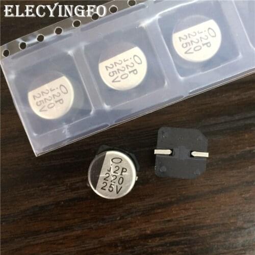 50pcs 220uF 25V NICHICON UX Series 10x10mm Chip Type 25V220uF SMD Aluminum Electrolytic Capacitor