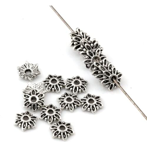 500pcs Alloy Flower Beads End Caps DIY Sewing Accessories 7x1.8mm J-2