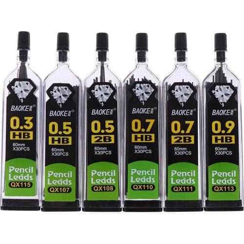 6Boxes /180pcs HB 2B Automatic Pencil Holder Leads Thick Grade Handy Refills Student Pencil Parts Supplies