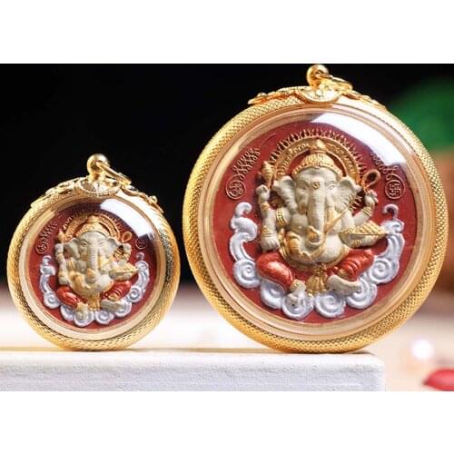 Asia Thailand Buddhist exorcise evil spirit bring fortune GOOD LUCK health safe GANESH Elephant God Buddha card Pendant Amulet