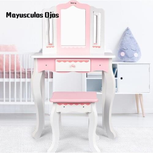 Wooden Childrens Dressing Table Girl Princess Makeup Toy Simulation Play House Wooden Toy