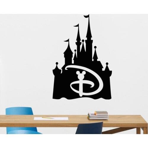 Disney Castle Vinyl Wall Stickers Mickey Mouse Emblem Fairy Quote For Kids Room Bedroom Accessories Living Room Home Decor
