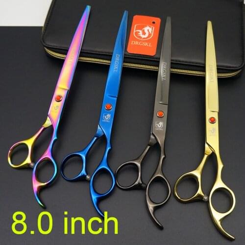 DRGSKL 8.0 inch hair scissors pet scissors high quality, professional hair hairdressing scissors thinning shears + bag