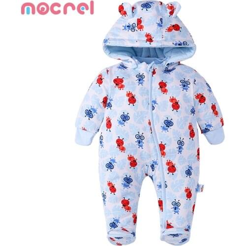 Newborn Baby Boy Autumn-Winter Fleece Climbing Clothes 3-12 M Long Sleeved Infant Girls Cartoon Clothing Toddler Footies Clothes