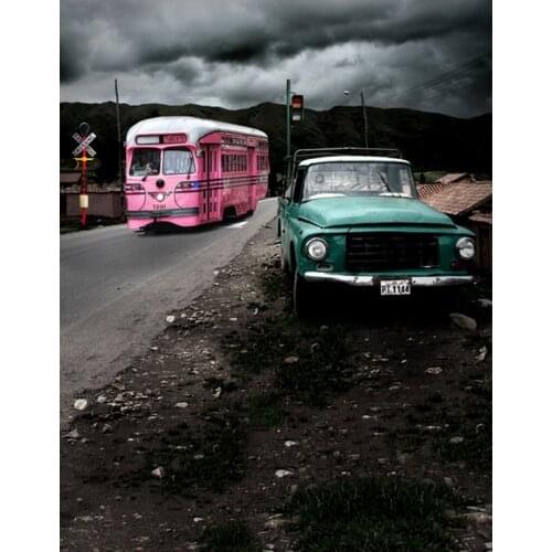 5x7ft Car Bus Road Photography Backdrops Photo Props Studio Background