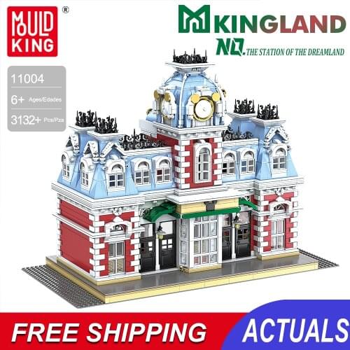 Brick Station Blocks Fantasy Building Land Fort Fortress Kit House Mould King Construction Set Educational Toys