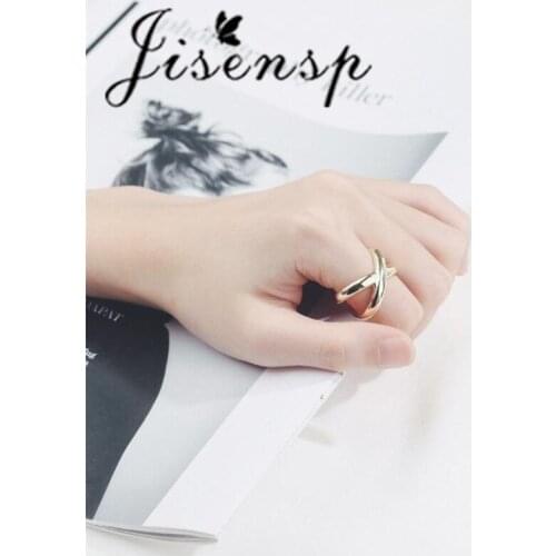 Jisensp Simple Creative Cross X Shape Women Engagement Rings Delicate Finger Accessories for Women Men Punk Hip-hop Jewelry