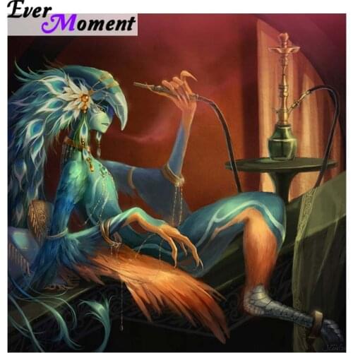 Ever Moment Diamond Painting Cross Stitch Miss Peacock Smoking Diamond Embroidery 3D Magic Art Fantasy Wall Painting ASF837