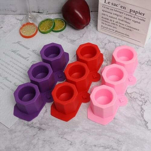 3 Holes Round Geometric Polygonal Concrete Flower Pot Vase Mold Cactus Cement Molds Silicone DIY Aromatherapy Candle Decoration