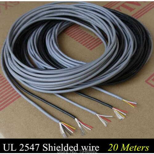 20m UL 2547 28/26/24 AWG Multi-core Control Cable Copper Wire Shielded Audio Cable Headphone Cable Signal Wire