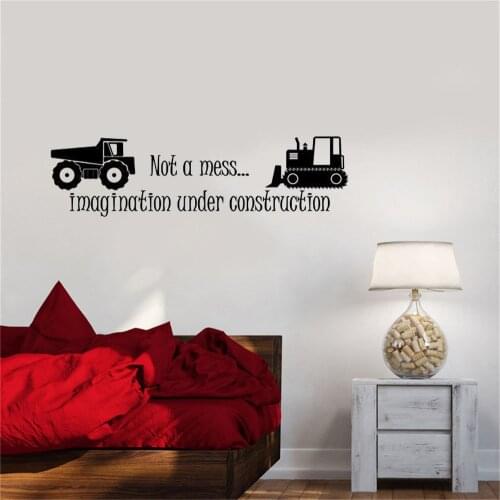 Dump Truck & Bulldozer Wall Sticker Construction Vehicles Wall Art Decal For Kids Boys Room Mural Vinyl Art DW7140