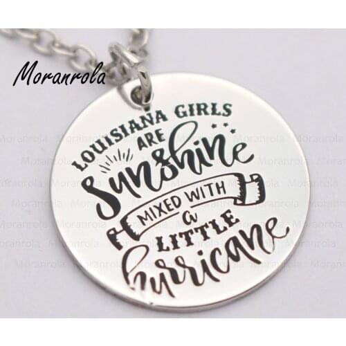New arried "Louisiana Girls Are Sunshine mixed with a little Hurricane"Copper necklace Keychain,charm,Sunshine Hurricane jewelry