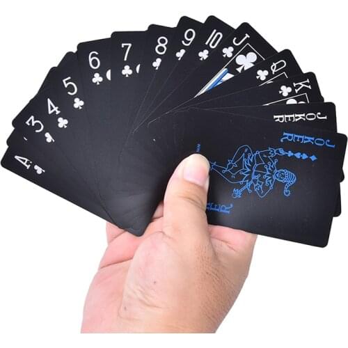 1 Set Plastic PVC Poker Waterproof Black Playing Cards Durable Poker With Metal Box Creative Gift