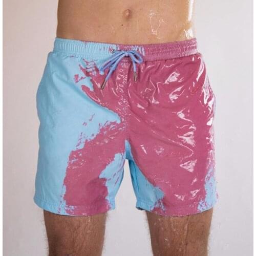 2020 new mens summer color changing swimming trunks cool beach pants quick-drying swimming trunks fashion surfing pants