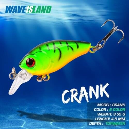 WAVEISLAND Crankbaits Fishing Lure 3.5g 4.5cm Minnow Crank Floating Whopper Trolling Bait Fishing Tackle Artificial Bait