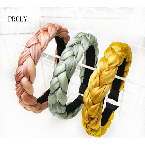 PROLY New Fashion Women Headband Soft Fabric Twist Hairband Wide Side Casual Headwear Turban Fresh Spring Hair Accessories