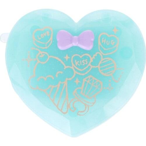 Folding Hair Brush With Mirror Compact Pocket Size Travel Comb Heart Shaped Gift