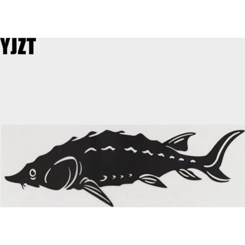 YJZT 17.7CM×5.7CM Personality Fish Black/Silver Decal Car Sticker Vinyl 18A-0261